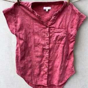 Dark smoky rose cotton button up top!